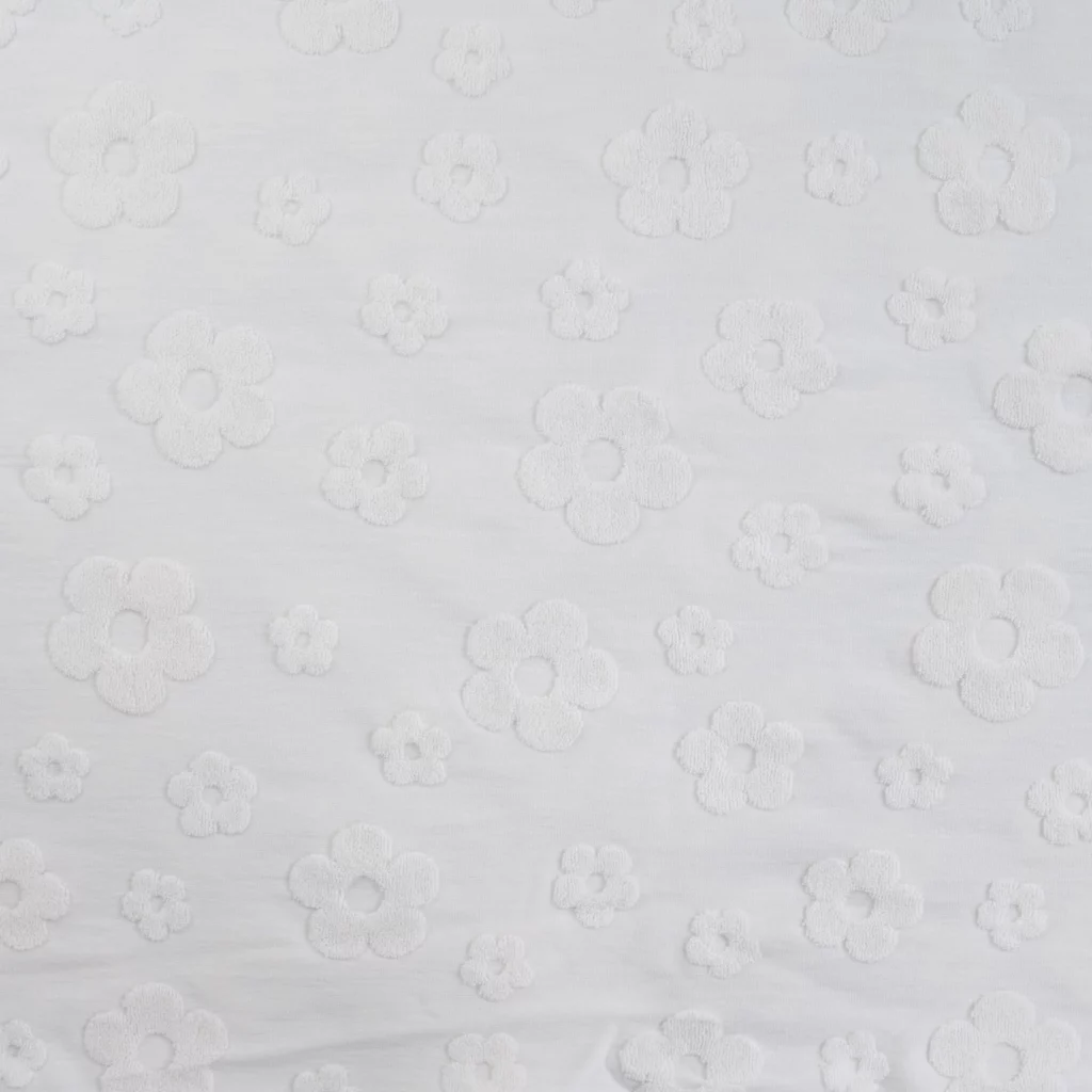 jersey żakard biały białe kwiaty