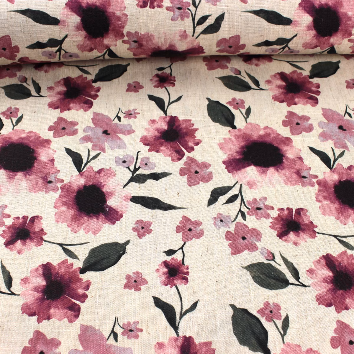 len wiskozowy, len z wiskozą drukowany