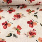 len wiskozowy, len z wiskozą drukowany