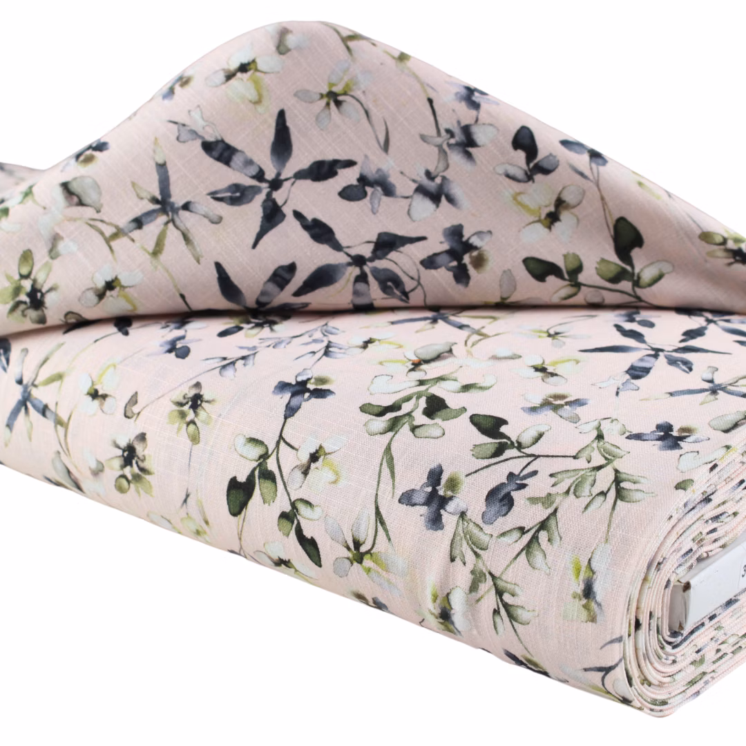 len wiskozowy, len z wiskozą drukowany