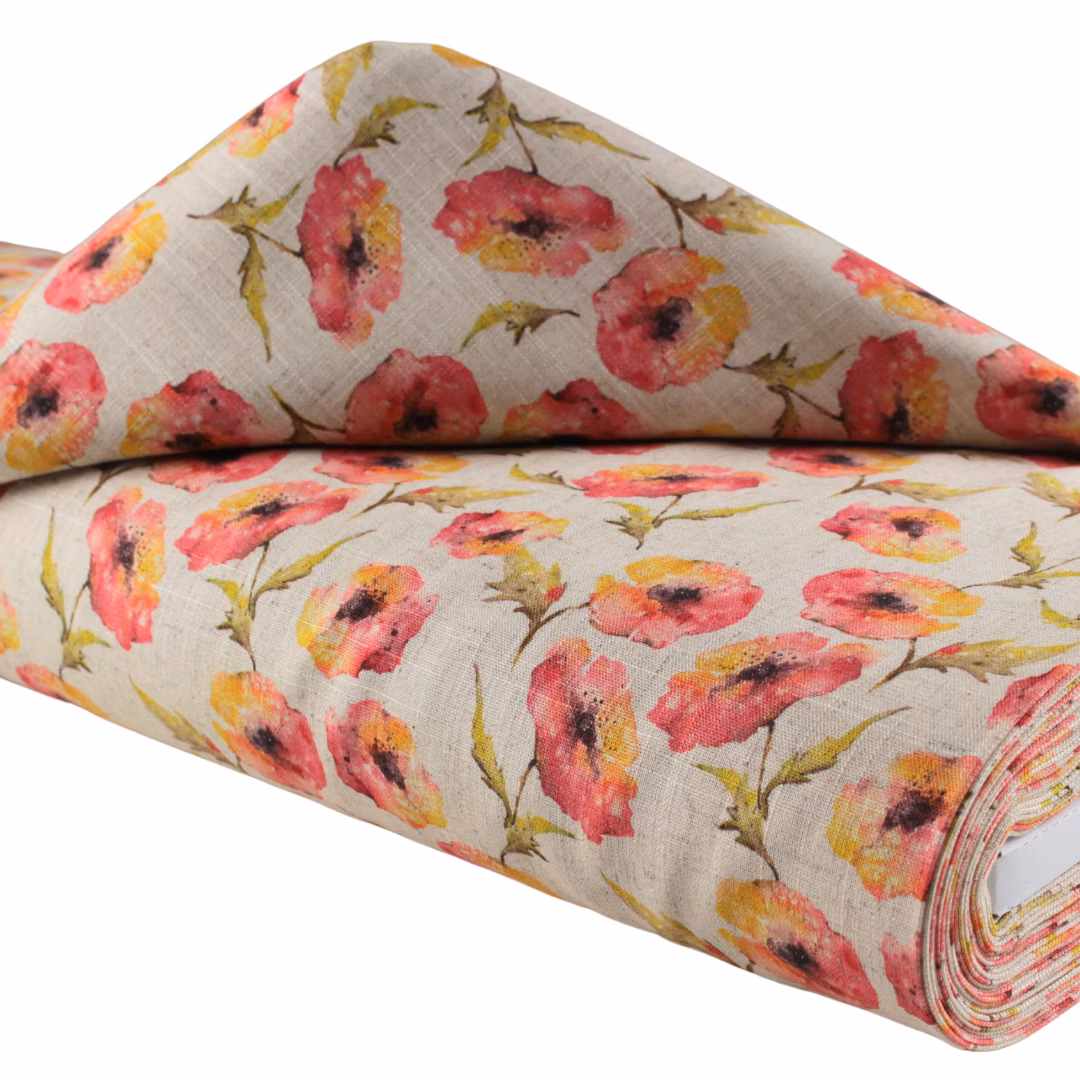 len wiskozowy, len z wiskozą drukowany