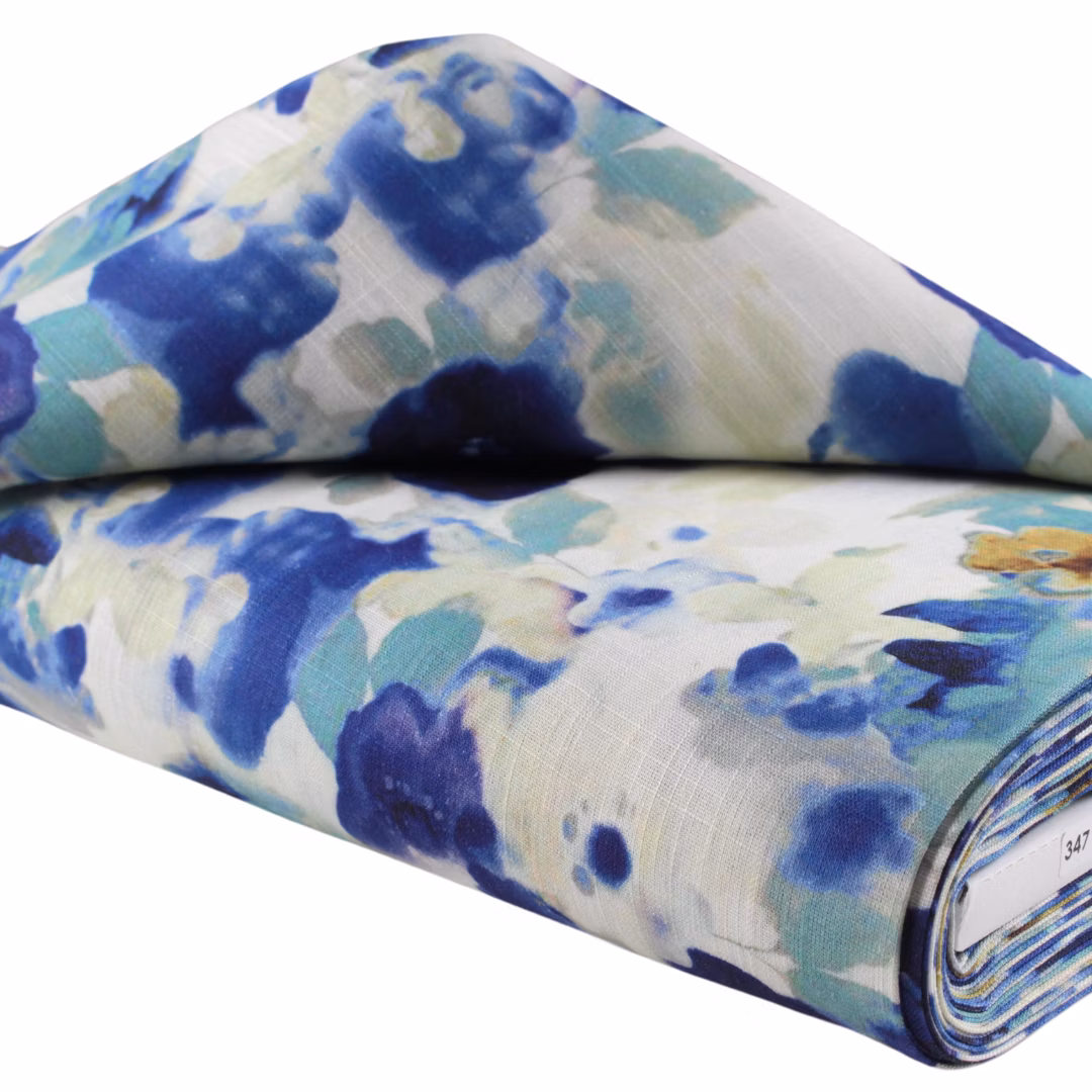 len wiskozowy, len z wiskozą drukowany