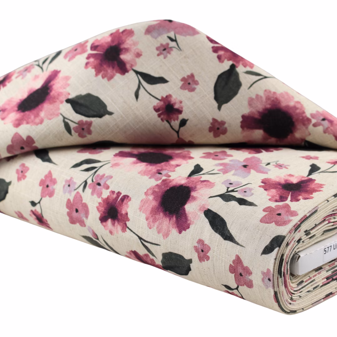 len wiskozowy, len z wiskozą drukowany